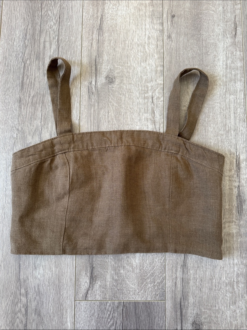 First Rite Lia & Amar 100% Linen Matching Set Brown Tank Top Skirt Size S - Picture 2 of 9